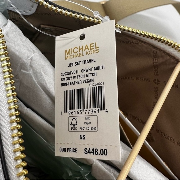 Michael Kors Jet Set Price Medium Crossbody W Tech Accessories Rainbow MK Logo - Picture 12 of 12